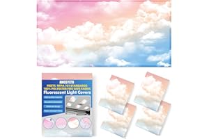 ANGSYLTH 4 Pcs Fluorescent Light Covers - Classroom, Office 4 x 2 Feet Flame Retardant Magnetic Covers for Ceiling Lights Filters (Rainbow)