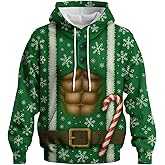 Rebaike Novelty Long Sleeve Hoodie Funny Fashion Santa Claus Costume Graphic Sweatshirts