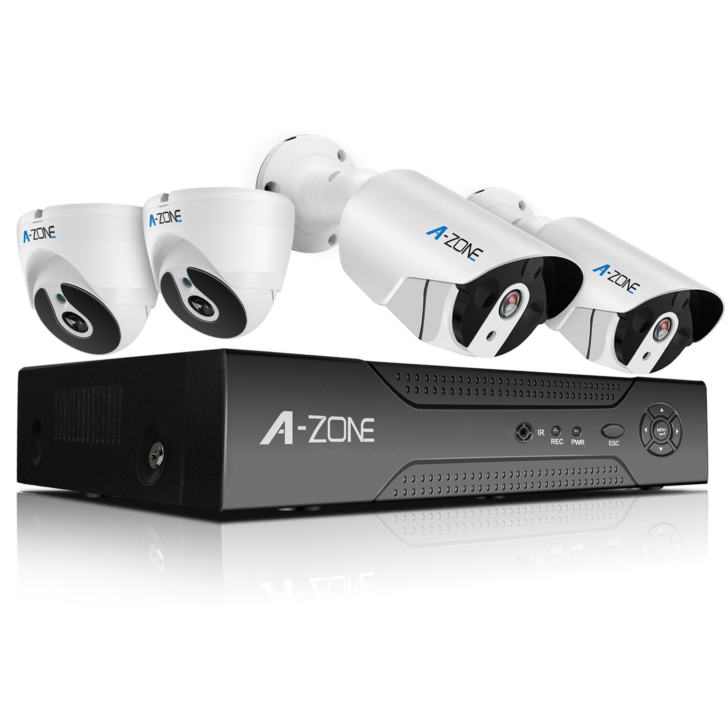 AZONE Security Camera System 4 Channel 1080P Surveillance DVR Included