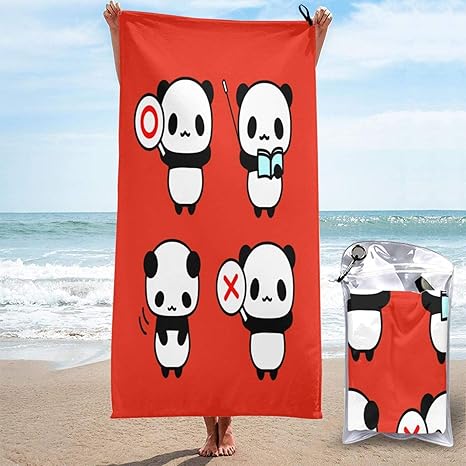 Amazon Co Jp 人気 グッズ イラストパンダ 2 ビーチタオル 超吸収性 速乾 バスタオル 軽量 大きい 抗菌防臭 家庭用 海水浴 旅行用 ビーチマットクイックドライタオル ホーム キッチン