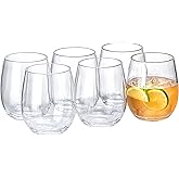 MIYOPESI 18oz Clear Stemless Wines Cups (Set of 6), Shatter-Proof Acrylic Glasses Drinkware, Reusable Plastic Bar Glasses, BPA-Free, Dishwasher-Safe