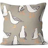 Palasarkaaa Seagull Handdrawn Illustration Beach Theme Throw Pillow Covers 18x18 Inch for Outdoor Chair Cushion Cover Sofa Couch Bed Brown