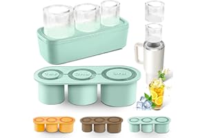 MooManGoo Ice Mold for Stanley Cup, Silicone Ice Cube Tray with Lid and Bin for 40 oz Tumbler Cup, Cylinder Ice Maker for Drinks, Coffee and Cocktails, Whiskey, Easy to Release (Green)