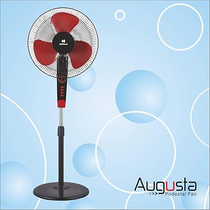 Havells Augusta 400 MM Pedestal Fan ( Black and Red) with Timer