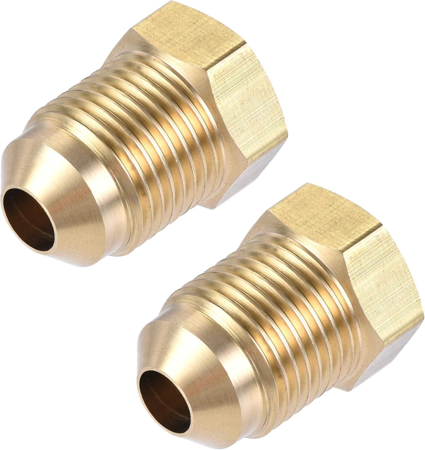 sourcing map Brass Pipe Fitting, 3/8 SAE Flare Male 1/4 SAE Female Thread, Tubing Adapter Connector