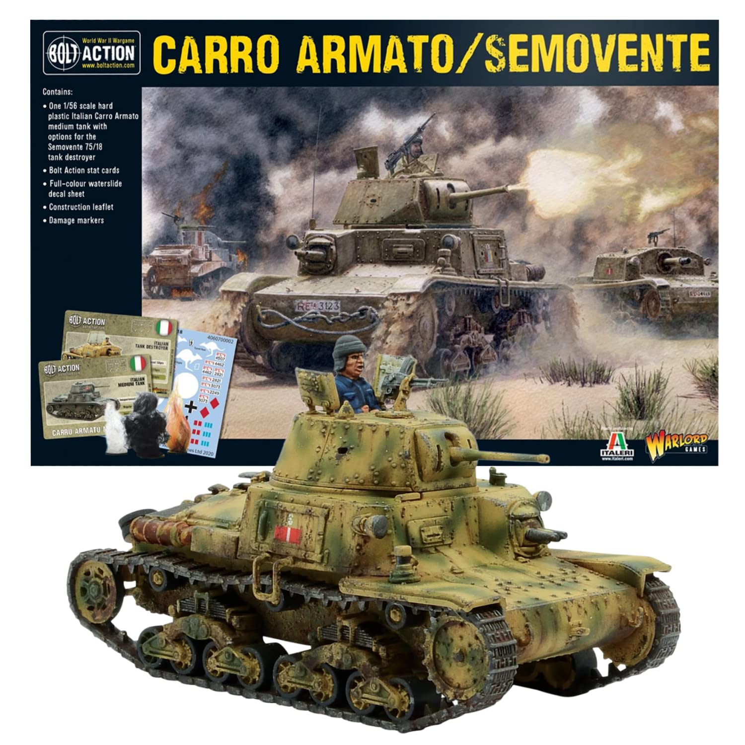 Wargames Delivered - Warlord Games Bolt Action: Tank War - Carro Armato/Semovente Italian Army Set, 28mm WWII Miniature Models for Tabletop Wargaming