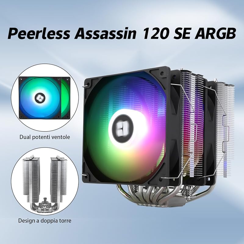 TR Peerless Assassin 120 SE ARGB Enfriador de CPU, 6 tubos de calor, ventilador doble 120mm TL-C12C-S PWM, tecnología AGHP, para AMD AM4/Intel 1150/1151/1200