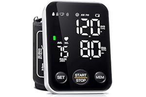Oklar Blood Pressure Monitor Upper Arm Monitors for Home Use BP Machine Sphygmomanometer with 2x120 Reading Memory Adjustable Arm Cuff 8.7"-15.7" Large Display with LED Background Light Storage Bag
