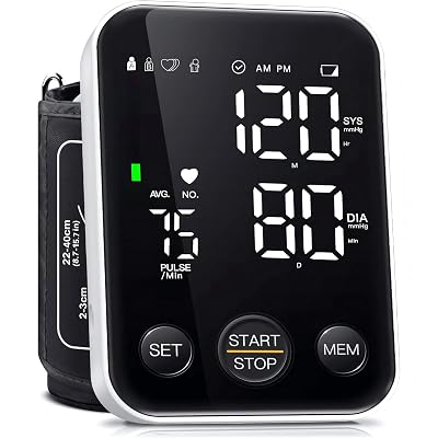 Oklar Blood Pressure Monitor Upper Arm Monitors for Home Use BP Machine Sphygmomanometer with 2x120 Reading Memory Adjustable Arm Cuff 8.7"-15.7" Large Display with LED Background Light Storage Bag