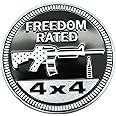 YUGEYE 4 x 4 Metal Automotive Badge 3D Metal Emblems Round Emblem Decals Car Badge Decals Stickers (Freedom Rated)
