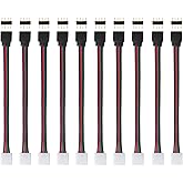 haraqi 4 Pin RGB Male and Female Connector Wire Cable(10 Pack) with 10 x Male 4 Pin Plugs for 5050 3528 RGB LED Light Strip