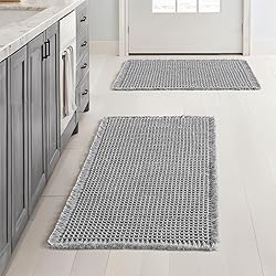 MIULEE Set of 2 Waffle Bathroom Rugs, Boho Bath