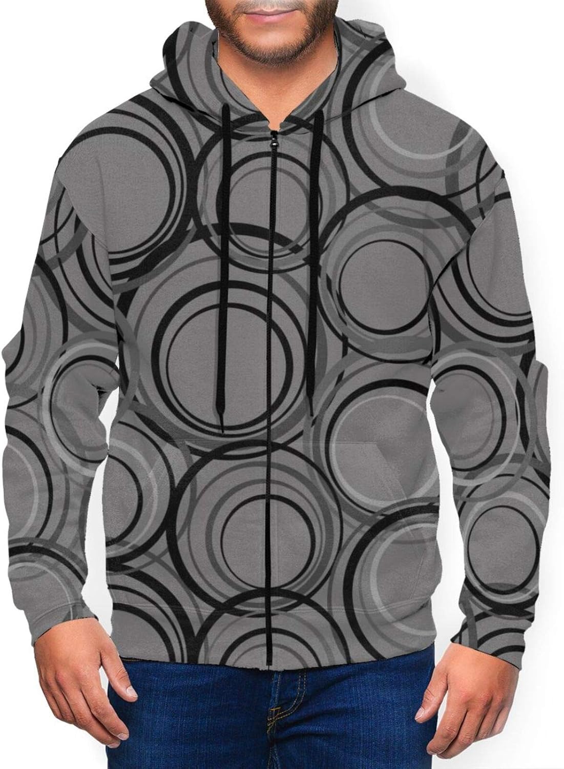 Mens Novelty Black and Grey Performance Warm FullZip