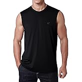 EZRUN Men's Workout Sleeveless Shirts UPF 50+ Summer Beach Swim Shirt Quick Dry Gym Muscle Fitness Running Tank Tops