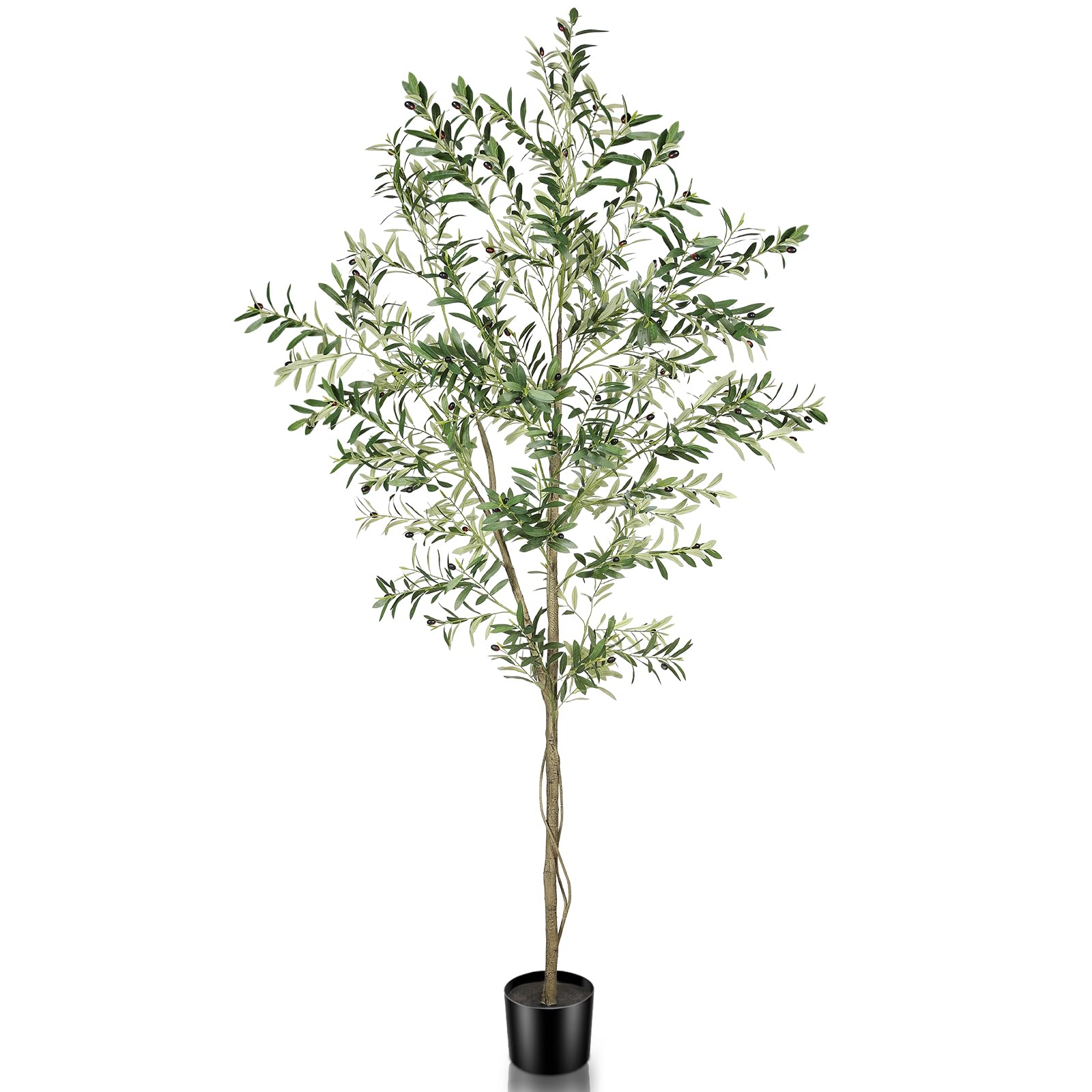 FEELEAD Faux Olive Tree 8ft - Tall Artificial Olive Trees 8 Feet Indoor ...
