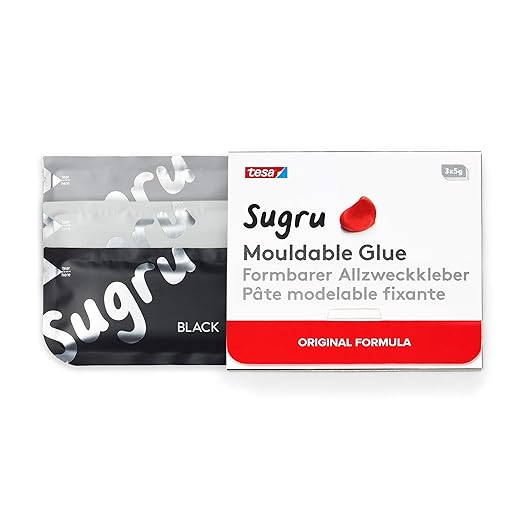 tesa Sugru formbarer Allzweckkleber - Original-Formel - bis 2kg belastbar - schwarz, weiß & grau (3er-Pack)