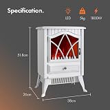 VonHaus Electric Stove Heater 1800W White Indoor Free Standing Fire view 6