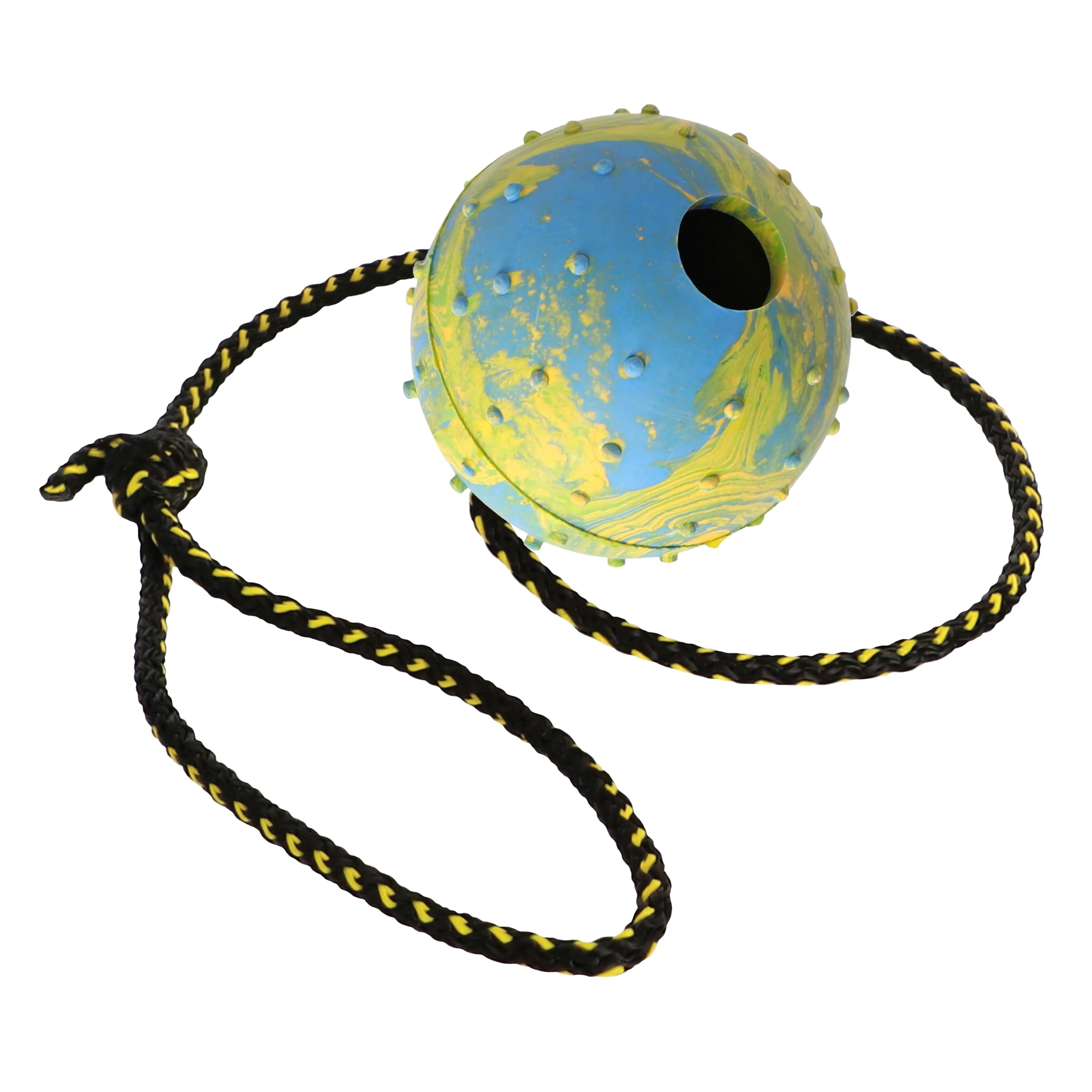 DINGO Nubby Dog Ball - Fully Rubber-Filled, with 60 cm Long Rope - Suitable for Fetching, Dog Sports, Agility, Playtime - Large Size - Random Colour (17298-2)