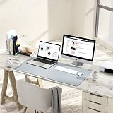 YSAGi Non-Slip Desk Pad Waterproof PVC Leather 80x40 cm Silver Grey view 2