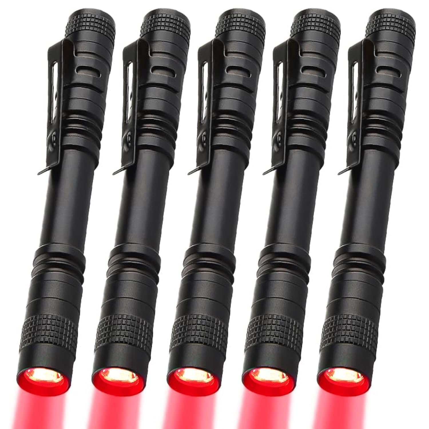 MVIOCS Red LED Pen Flashlights, Mini, Waterproof Pocket Flashlight with Clip, Small Red Light Flashlights for Work,Astronomy, Aviation, Night Observation (5 Pack Red Light)