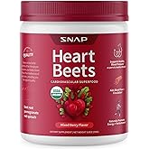 Snap Supplements Heart Beets, Organic Beet Root Powder, Cardiovascular Support Supplement for Men & Women, Beets, Pomegranate, B Vitamins & Red Spinach, Heart Health Support, 30 Servings, Mixed Berry