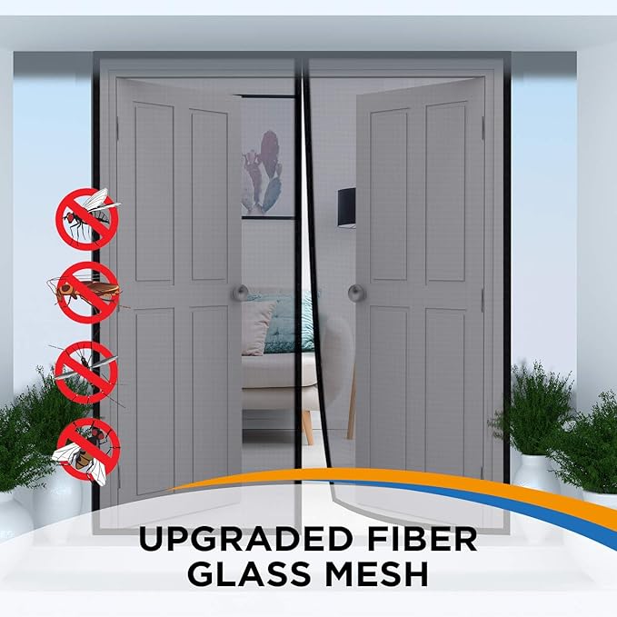 Screen Door for 62"x81" French Door, Durable Fiberglass Double