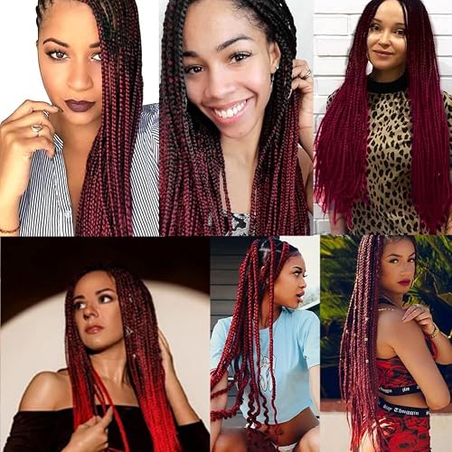 AFNOTE Ombre Red Braiding Hair Extensions 24 Inch 5 Packs  display picture 3