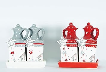 Takestop Lot Assaisonnement Noël Huile Vinaigre Sel Poivre