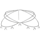 Sacina Crescent Moon Waist Chain Belt, Goth Punk Emo Grunge Body Jewelry | Stainless Steel & Zinc Alloy, Adjustable size, Gothic Emo Punk Grunge Aesthetic Chain Belt Accessories