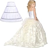 Jiuguva Girls' 3 Hoops Petticoat Full Slip Crinoline Skirt Ball Gown Petticoat Skirt Toddler Underskirt Slip for Girls