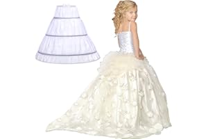 Jiuguva Girls' 3 Hoops Petticoat Full Slip Crinoline Skirt Ball Gown Petticoat Skirt Toddler Underskirt Slip for Girls