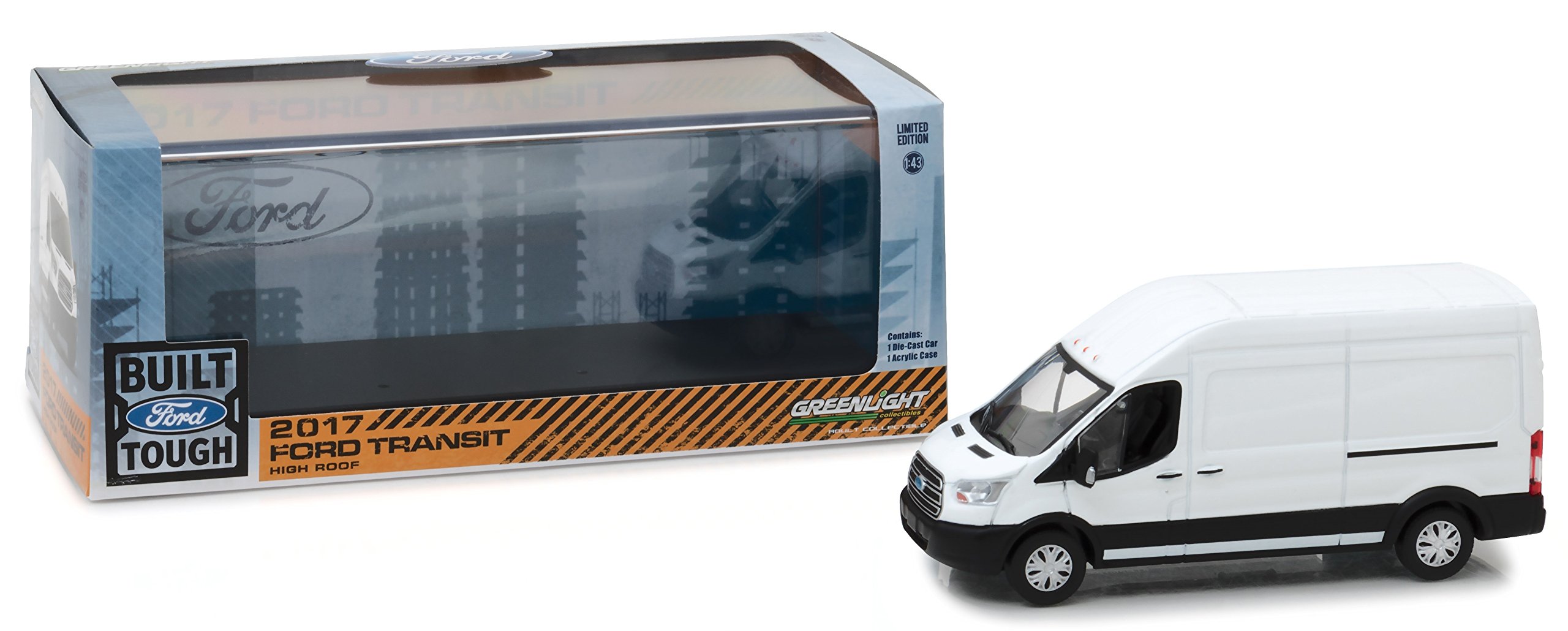 Greenlight 86083 2017 Ford Transit Extended Van High Roof-White