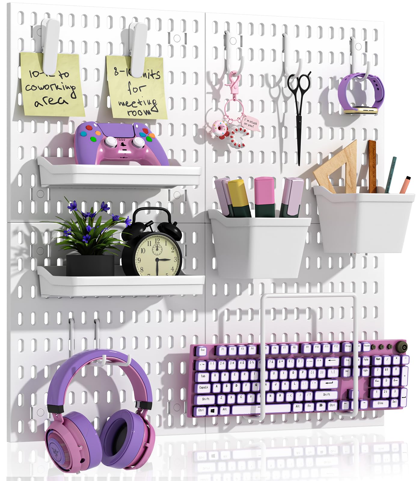 Photo 1 of AKTOP Peg Board Wall Organizer 4-Pack – 12"x12" White Pegboard Combination Kit with 13 Accessories for Wall, Plastic Peg Board Panels for Home, Office, Garage Tool Storage & Craft Room