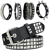 Black Studded Belt, Studded Bracelet Goth Rivet Punk Rock Cuff Bracelets Y2K Belt Emo Spike Cuff Bracelet Grunge Accessories for Women Men