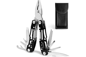 UMEINAC TECH 14 in 1 Multitool, Multitool Pliers Multi Tool for Men, Stainless Steel Multi Tool Pocket Knife, Pliers, Bottle Opener, Screwdriver with Nylon Sheath - Black
