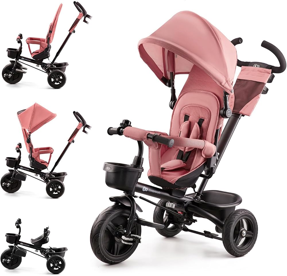 Kinderkraft AVEO Tricycle 9 Months to 5 Years Pink Adjustable Handle Foldable