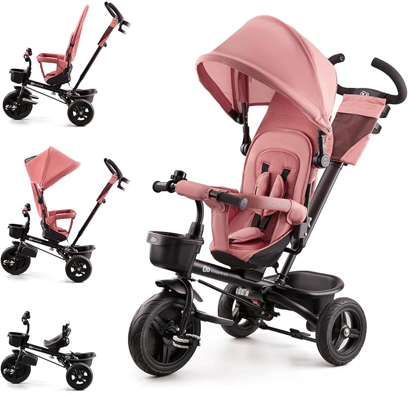 Kinderkraft AVEO Tricycle 9 Months to 5 Years Pink Adjustable Handle Foldable