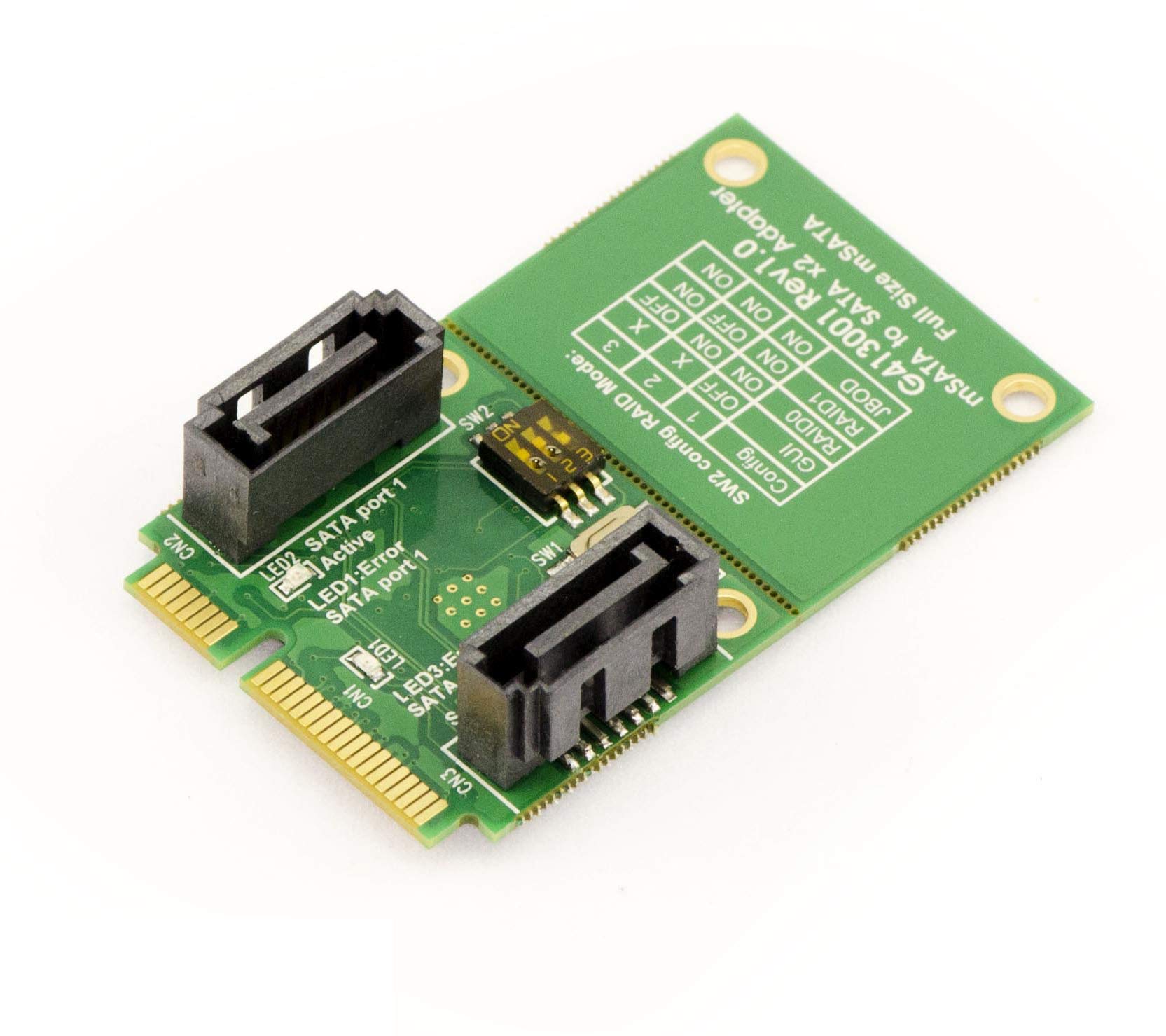 KALEA-INFORMATIQUE mSATA 2 port SATA 3.0 RAID 0 1 JBOD controller card for mounting two SATA disks or SSDs on one mSATA port