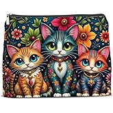 UPNEGE Cat Makeup Bag Gifts for Women Cats Mom Cute Bohemian Cat Pattern Cosmetic Bag Zipper Pouch