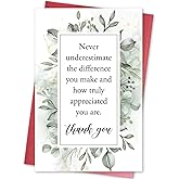 hvdler Heartfelt Thank You Card for Woman Man, Appreciation Gift for Teacher Doctor Pastor Employee, Goodbye Card for Coworker Boss, Never Underestimate the Difference You Make