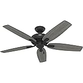Hunter 52 inch Indoor Ceiling Fan No Light with Pull Chain - Black Ceiling Fan without Light, Standard Mount, 5 Blades, For B