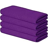Artoid Mode 100% Cotton Purple Waffle Weave Kitchen Dish Cloths, 13x28 Inch Ultra Soft Absorbent Quick Drying Kitchen Dish Towels Set of 4