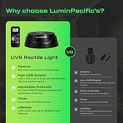 LuminPacific LED Reptiles Light with Remote, UVA