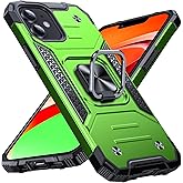 Anqrp Heavy Duty Green Case for iPhone 12/12 Pro Case with Enhanced Ring Holder Grip Stand, Military Grade Shockproof Rugged Drop Protective Silicone Hard Slim iPhone 12 Phone Case Cover, Spring Grass