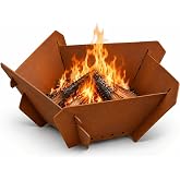 Decoroca Corten Steel Fire Pit - 27'' Wood Burning Fire Pits Outdoor | Portable Fire Pit for Backyard Patio &amp; Garden, Heavy Duty &amp; Weather-Resistant, Ideal for Family Gatherings &amp; Parties