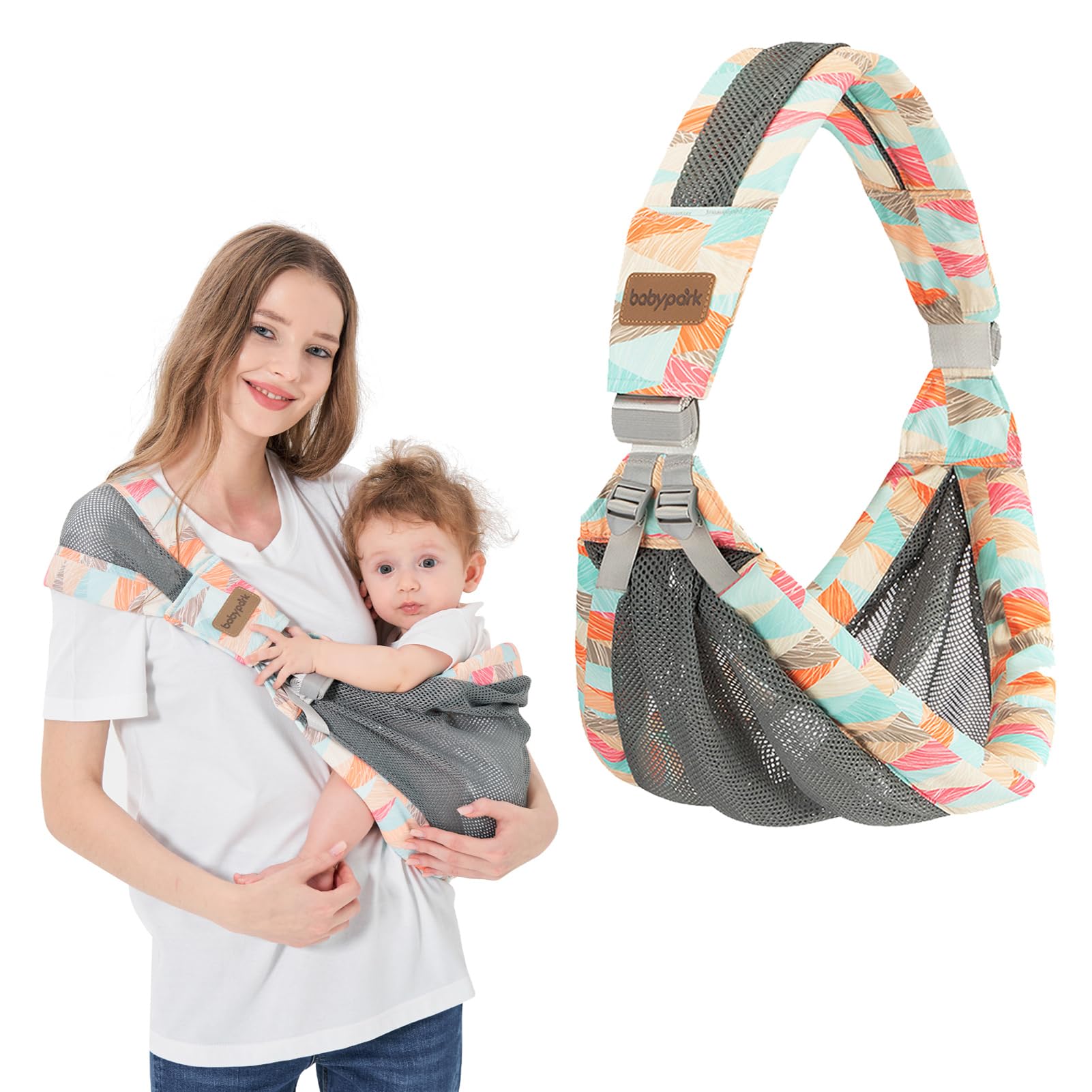 IULONEE Portable Breathable Baby Sling 3D Mesh Fabric Wrap Baby Carrier Adjustable Sling Easy Toddler Carrier Comfortable Baby Wrap Carrier Baby Carrier Wrap for Newborn Up to 3-36 Months (Colorful)
