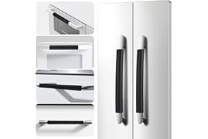 Hypermotion Refrigerator Door Handle Covers 6-Pack | Adjustable PU Leather Protectors for Microwave, Oven, Cabinets & More | Non-Slip Universal Grip with Fastening (Smudge-Proof Black)