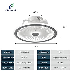 CHANFOK Ceiling Fan with Lights and Remote, Modern