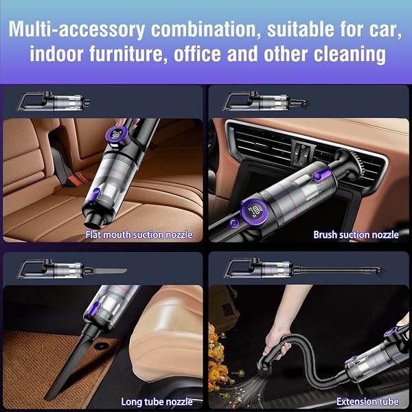 FEDEMER HAND HELD VACUUM CLEANER, 14000PA POWERFUL SUCTION HAND VACUUM CORDLESS CORDLESS RECHARGEABLE VACUUM, FOR CAR HOME OFFICE CLEANING WITH LED LIGHT