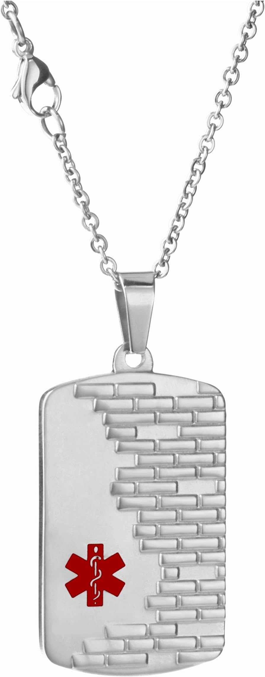 Men's Fashion Medical Dog Tag Pendant Necklace Sos Emergency Jewelry for Diabetes Allergy Epilepsy etc.316L Steel